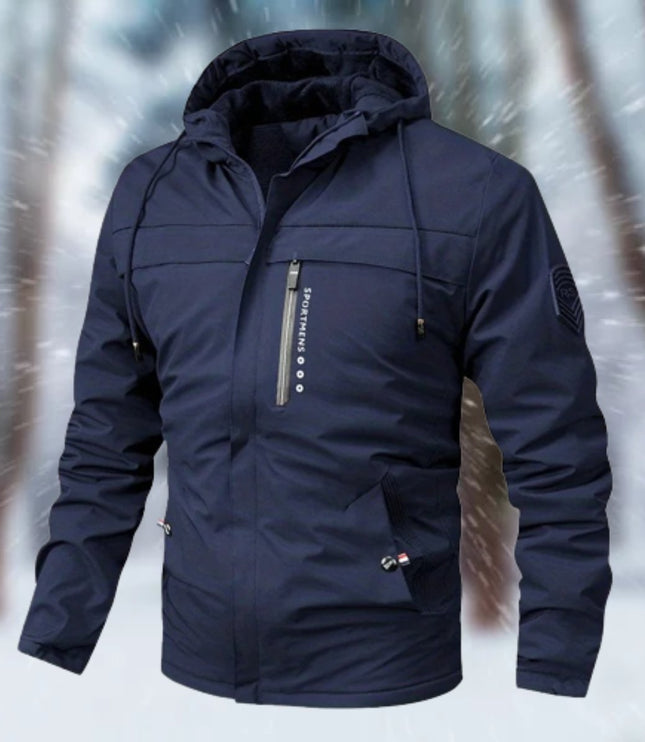 Herren Winterjacke wasserdicht gefüttert mit Kapuze - Dunkelblau